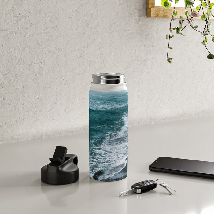 Misty Shoreline - Moody Ocean Photography Print Water Bottle Gallery Image 4