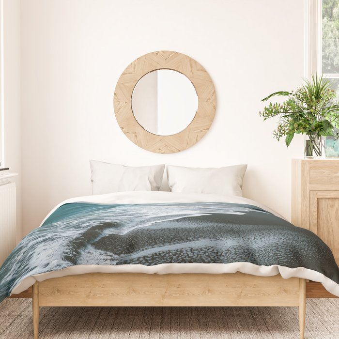 Misty Shoreline - Moody Ocean Photography Print Duvet Cover Gallery Image 3