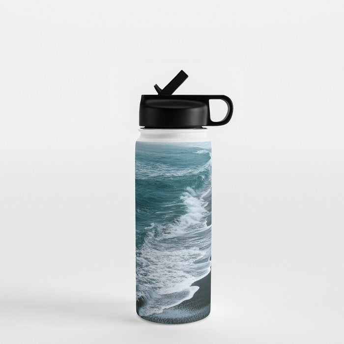 Misty Shoreline - Moody Ocean Photography Print Water Bottle Gallery Image 1