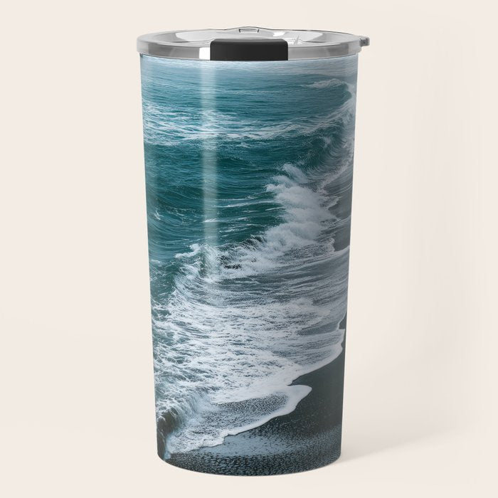 Misty Shoreline - Moody Ocean Photography Print Travel Mug Gallery Image 1