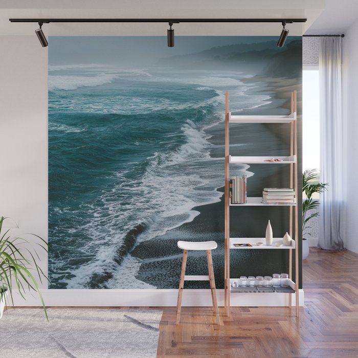 Misty Shoreline - Moody Ocean Photography Print Wall Mural Gallery Image 1