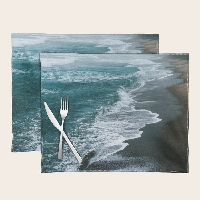 Misty Shoreline - Moody Ocean Photography Print Placemat Gallery Image 1