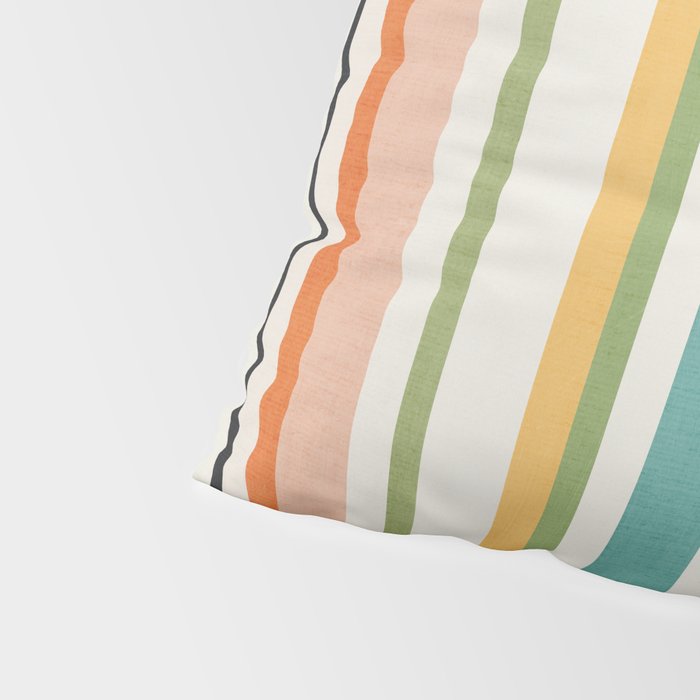 Colorful Stripes Green Orange Yellow White Artwork Pillow Sham Gallery Image 4