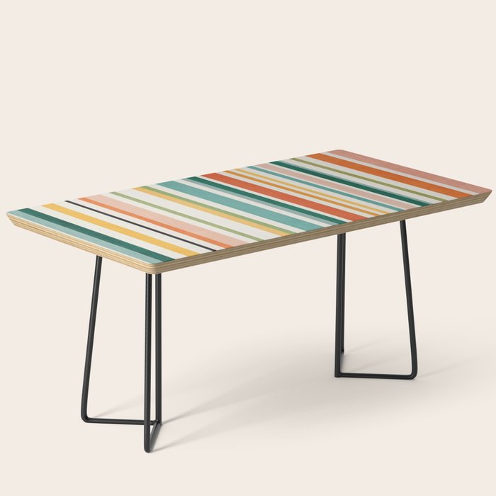 Colorful Stripes Green Orange Yellow White Artwork Coffee Table Gallery Image 1