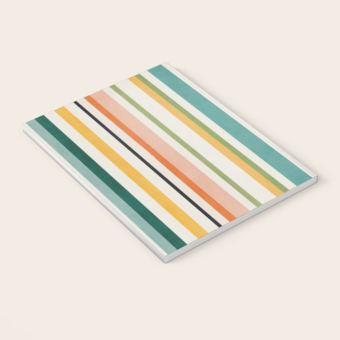 Colorful Stripes Green Orange Yellow White Artwork Notebook Gallery Image 3