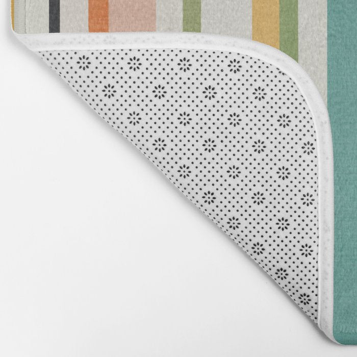 Colorful Stripes Green Orange Yellow White Artwork Bath Mat Gallery Image 2