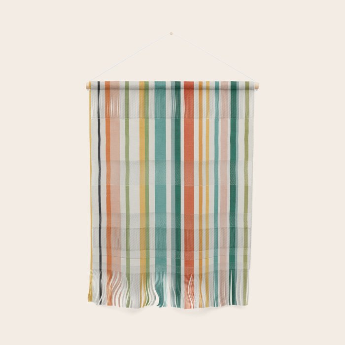 Colorful Stripes Green Orange Yellow White Artwork Wall Hanging Gallery Image 1