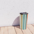 Colorful Stripes Green Orange Yellow White Artwork Travel Mug Gallery Image 4