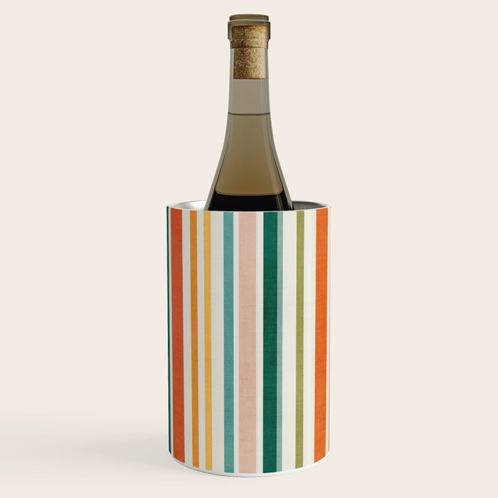 Colorful Stripes Green Orange Yellow White Artwork Wine Chiller Gallery Image 3