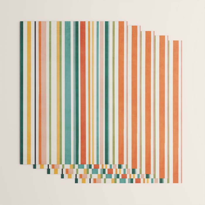 Colorful Stripes Green Orange Yellow White Artwork Wrapping Paper Gallery Image 3