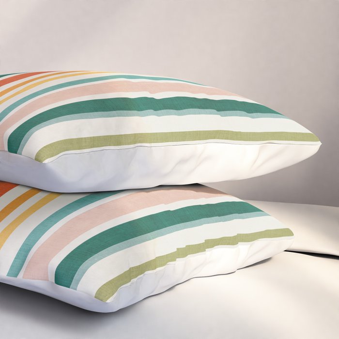 Colorful Stripes Green Orange Yellow White Artwork Pillow Sham Gallery Image 3