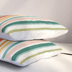 Colorful Stripes Green Orange Yellow White Artwork Pillow Sham Gallery Image 3