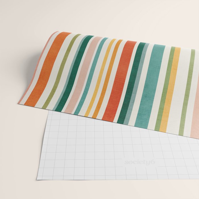 Colorful Stripes Green Orange Yellow White Artwork Wrapping Paper Gallery Image 2