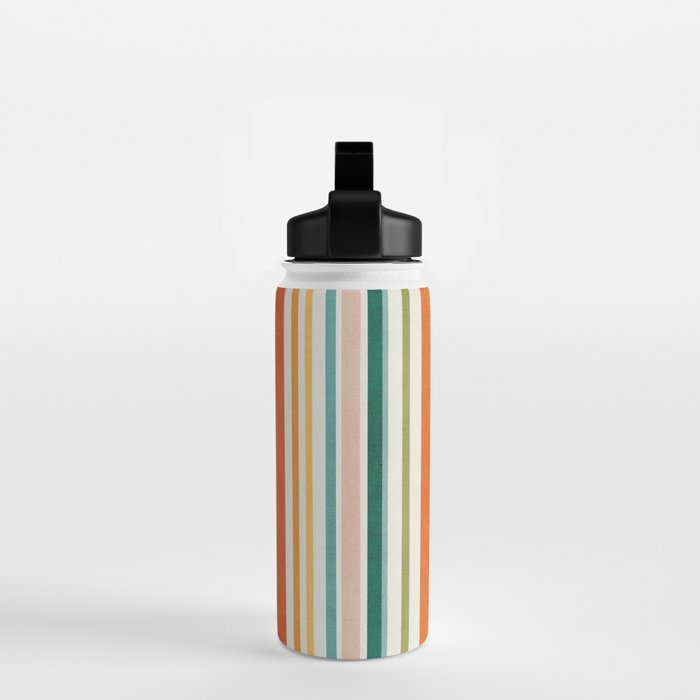 Colorful Stripes Green Orange Yellow White Artwork Water Bottle Gallery Image 2