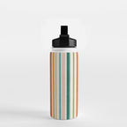 Colorful Stripes Green Orange Yellow White Artwork Water Bottle Gallery Image 2