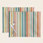 Colorful Stripes Green Orange Yellow White Artwork Placemat Gallery Image 1