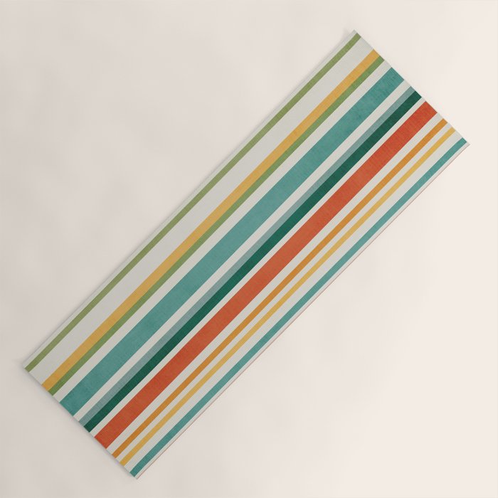 Colorful Stripes Green Orange Yellow White Artwork Yoga Mat Gallery Image 1