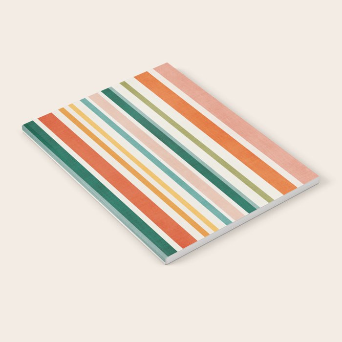 Colorful Stripes Green Orange Yellow White Artwork Notebook Gallery Image 1