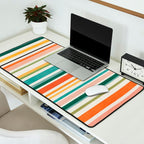 Colorful Stripes Green Orange Yellow White Artwork Desk Mat Gallery Image 2