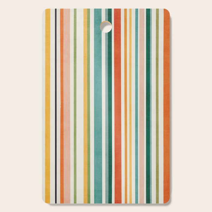 Colorful Stripes Green Orange Yellow White Artwork Cutting Board Gallery Image 1