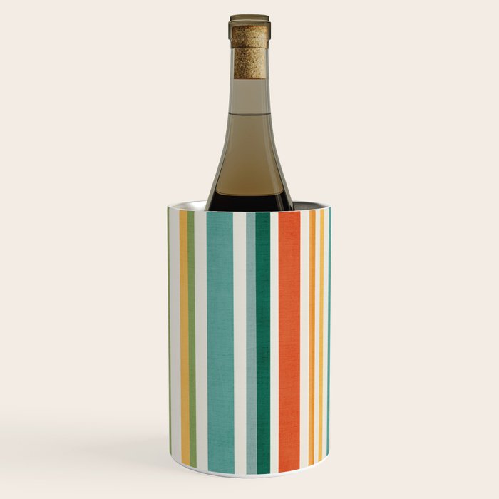 Colorful Stripes Green Orange Yellow White Artwork Wine Chiller Gallery Image 1