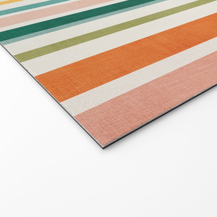 Colorful Stripes Green Orange Yellow White Artwork Welcome Mat Gallery Image 2