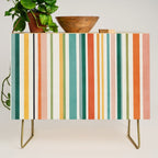 Colorful Stripes Green Orange Yellow White Artwork Credenza Gallery Image 1