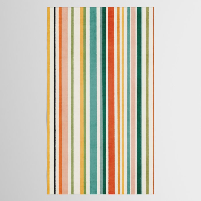 Colorful Stripes Green Orange Yellow White Artwork Tablecloth Gallery Image 2