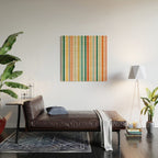 Colorful Stripes Green Orange Yellow White Artwork Wood Wall Art Gallery Image 2