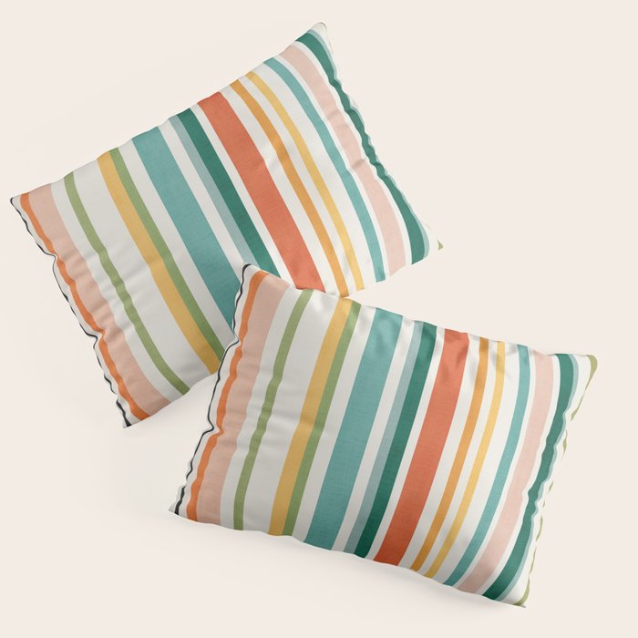 Colorful Stripes Green Orange Yellow White Artwork Pillow Sham Gallery Image 3