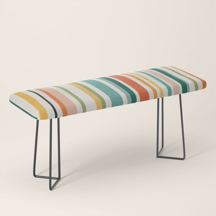 Colorful Stripes Green Orange Yellow White Artwork Bench Gallery Image 1