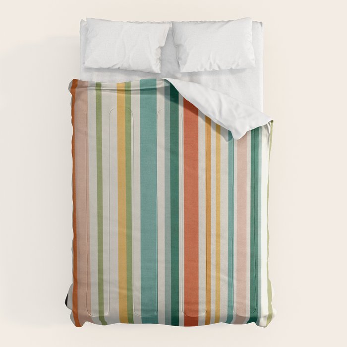 Colorful Stripes Green Orange Yellow White Artwork Comforter Gallery Image 6