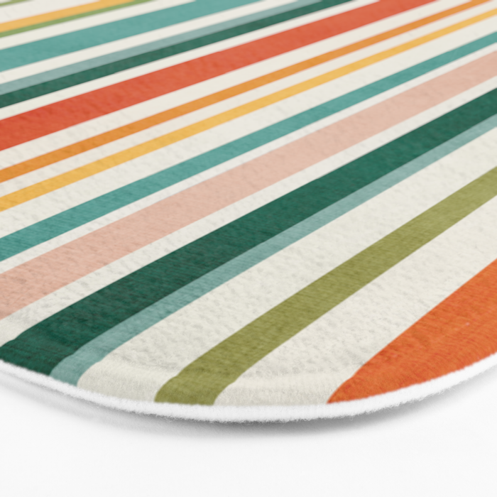Colorful Stripes Green Orange Yellow White Artwork Bath Mat Gallery Image 3