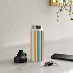 Colorful Stripes Green Orange Yellow White Artwork Water Bottle Gallery Image 4