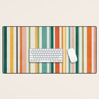 Colorful Stripes Green Orange Yellow White Artwork Desk Mat Gallery Image 1