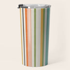 Colorful Stripes Green Orange Yellow White Artwork Travel Mug Gallery Image 3