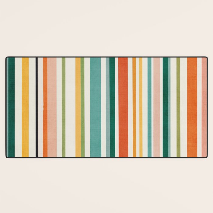 Colorful Stripes Green Orange Yellow White Artwork Desk Mat Gallery Image 3