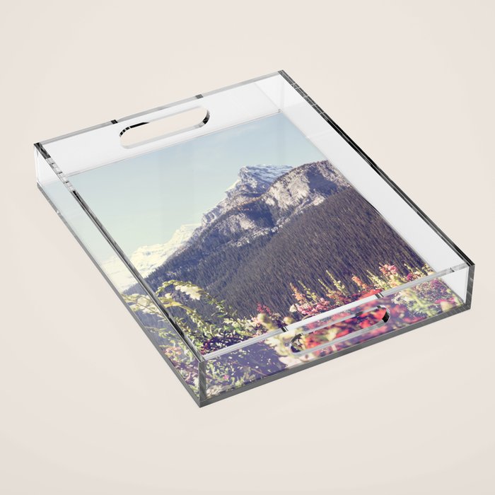 Mountain Wildflowers - Banff Nature, Landscape Photography Acrylic Tray Gallery Image 1