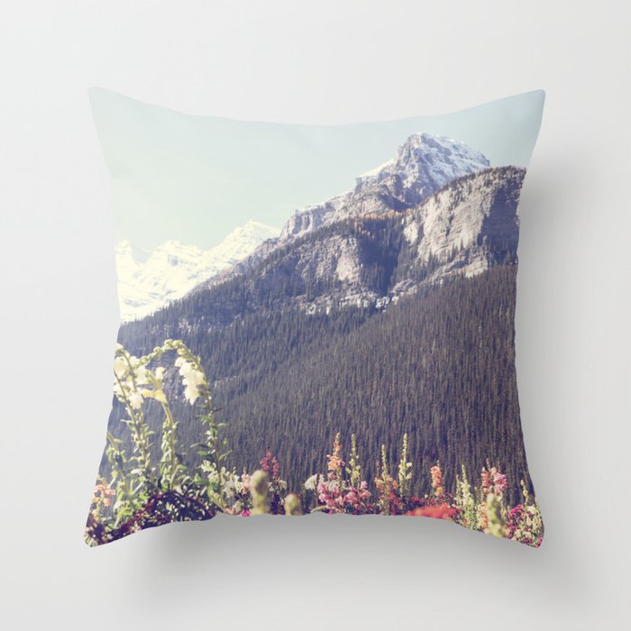 Mountain Wildflowers - Banff Nature, Landscape Photography Throw Pillow Gallery Image 6
