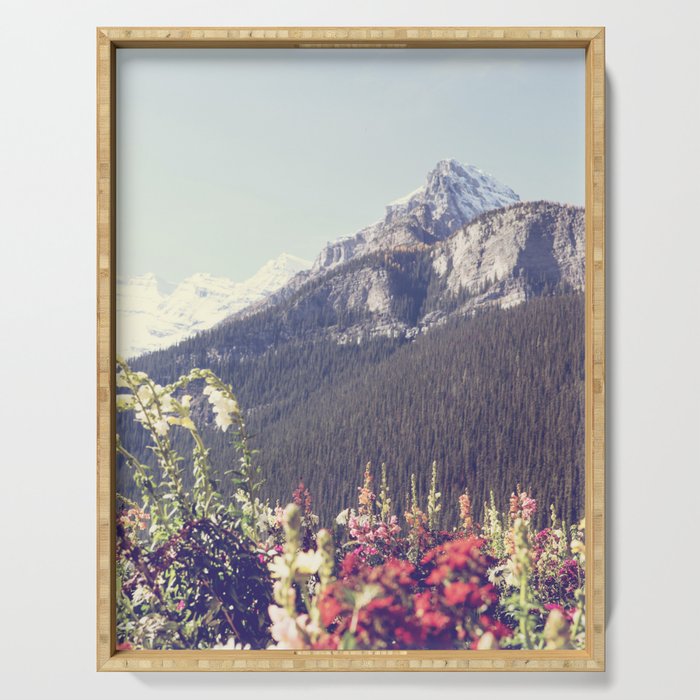 Mountain Wildflowers - Banff Nature, Landscape Photography Serving Tray Gallery Image 1
