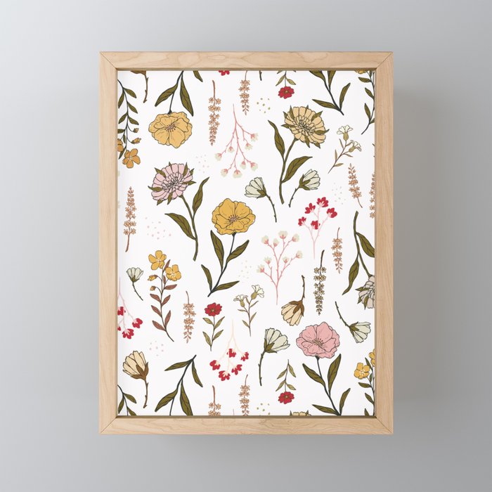Spring Garden Flower Collection - White Mini Art Print Gallery Image 1