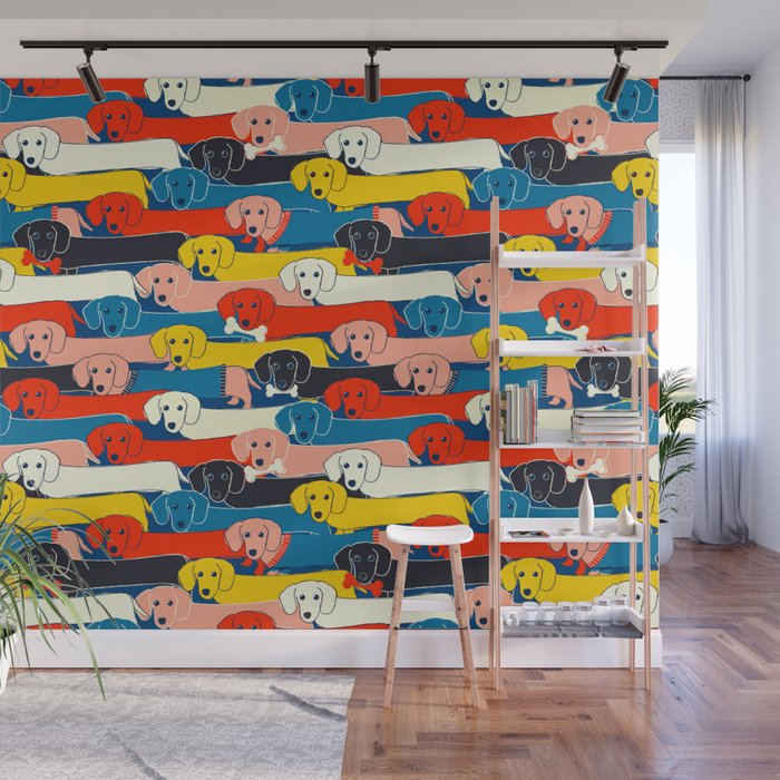COLORED DOGS PATTERN 2 Wall Mural Gallery Image 1