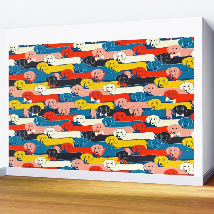 COLORED DOGS PATTERN 2 Wall Mural Gallery Image 2