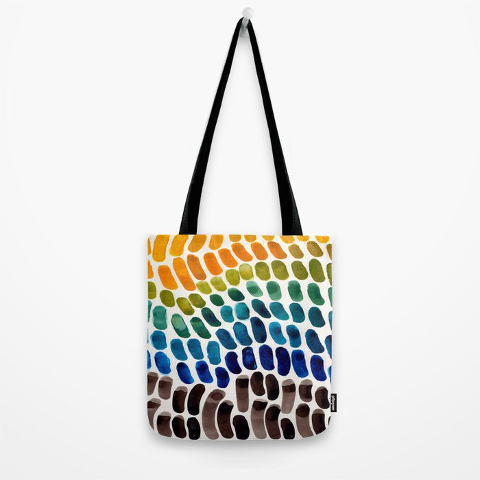 Colorful Rainbow Watercolor Organic Patterns Natural Shapes Playful Art Mid Century Modern Tribal Ar Tote Bag Gallery Image 2