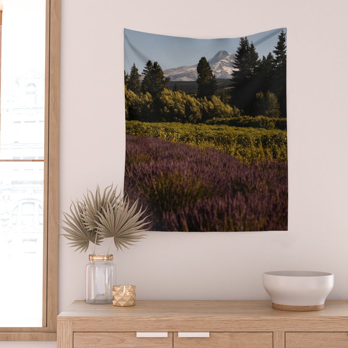 Mount Hood Lavender Farm Wall Tapestry Gallery Image 2