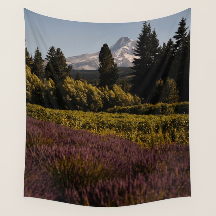 Mount Hood Lavender Farm Wall Tapestry Gallery Image 1