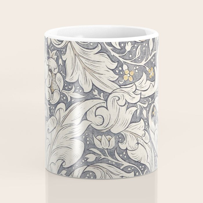 William Morris Bachelors Button Black Ink Vintage Pattern Coffee Mug Gallery Image 4