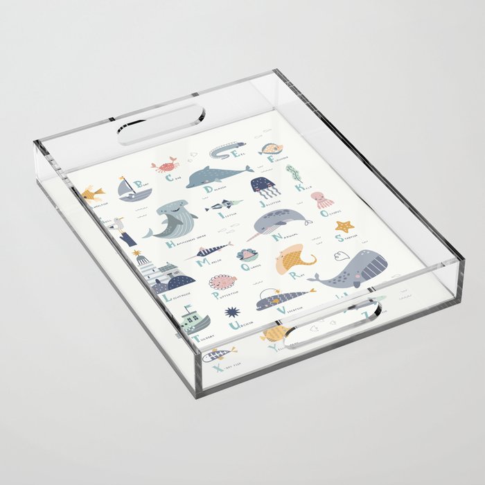 Ocean sea life alphabet  Acrylic Tray Gallery Image 1