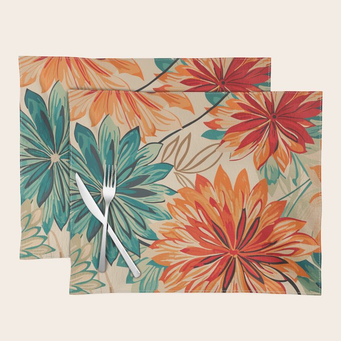 Floral Summer in Vibrant Blooms Placemat Gallery Image 1