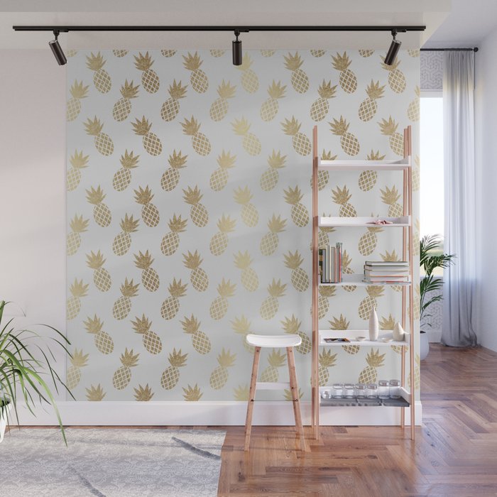 Gold Pineapple Pattern Wall Mural Gallery Image 1